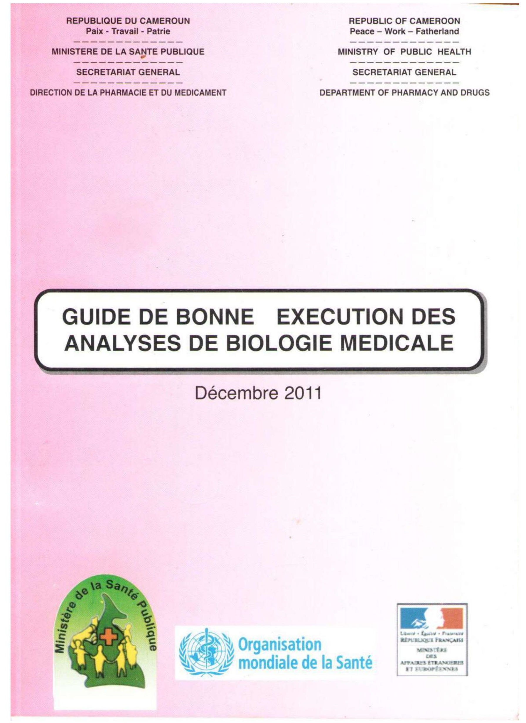 GUIDE BONNE EXECUTION ANALYSE BIOLOGIE MEDICALE